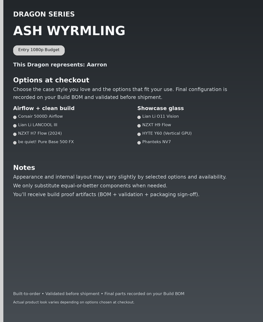 Dragon Series - Ash Wyrmling - options at checkout