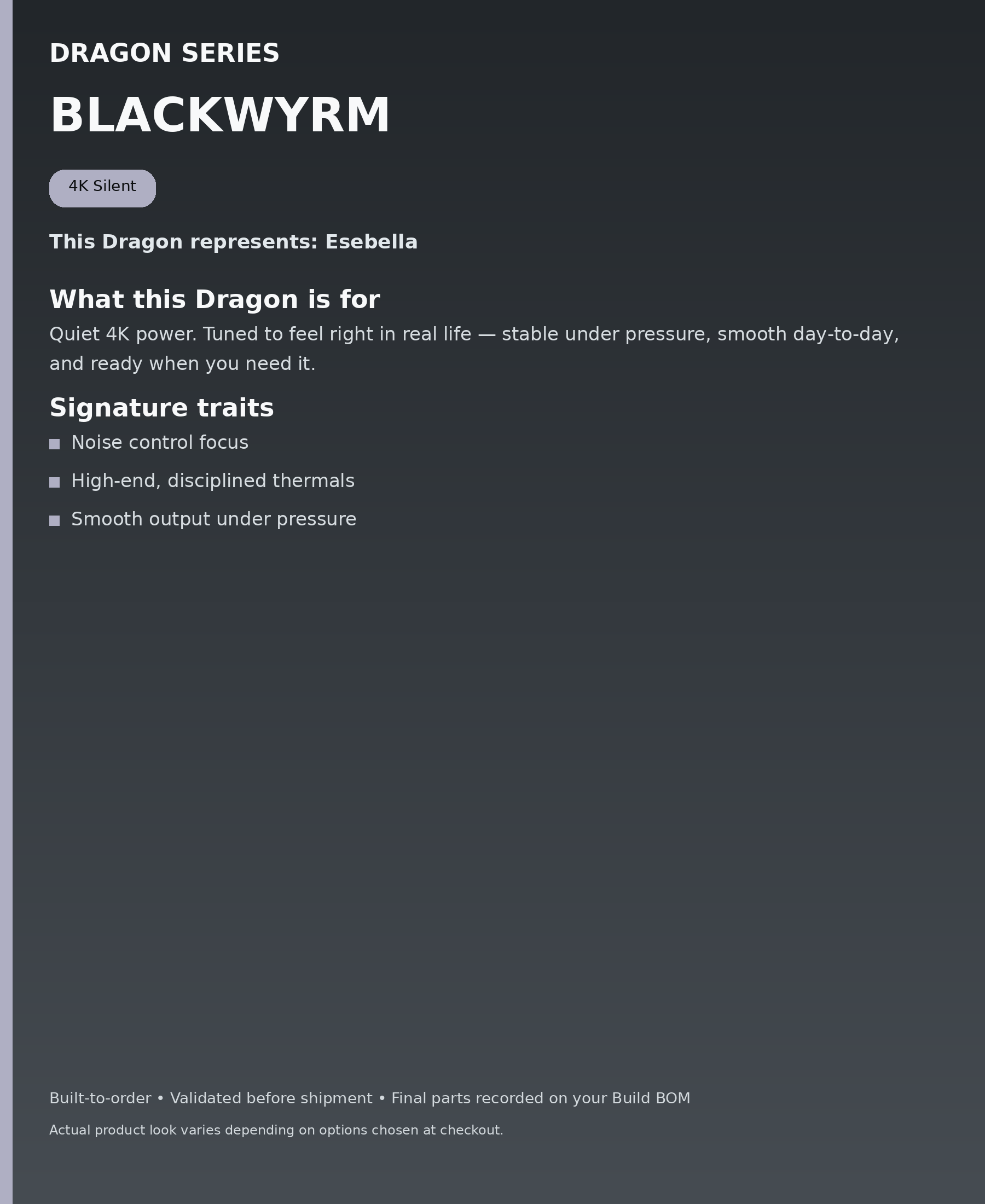 Dragon Series - Blackwyrm - what this Dragon is for