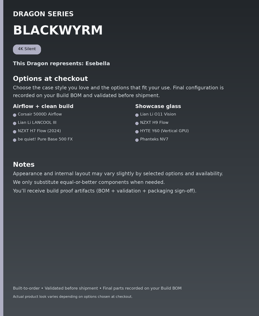 Dragon Series - Blackwyrm - options at checkout