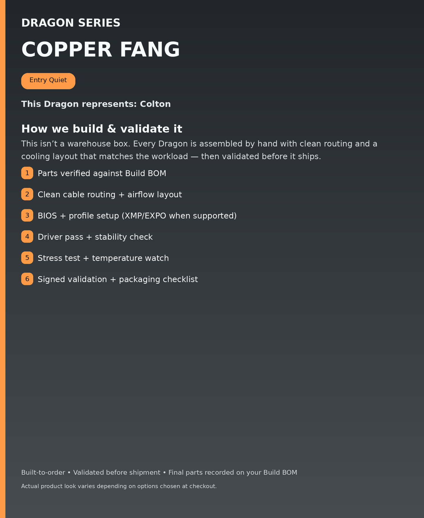 Dragon Series - Copper Fang - build & validation