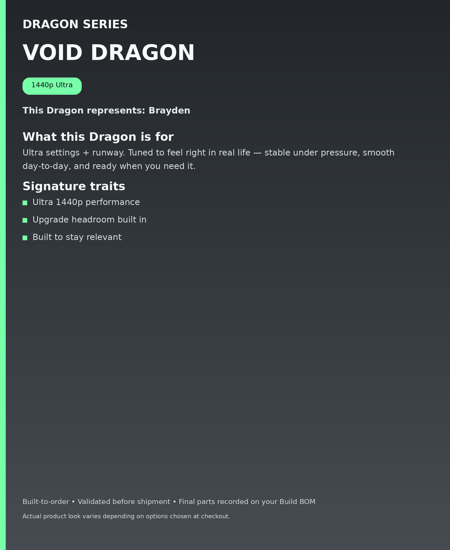 Dragon Series - Void Dragon - what this Dragon is for