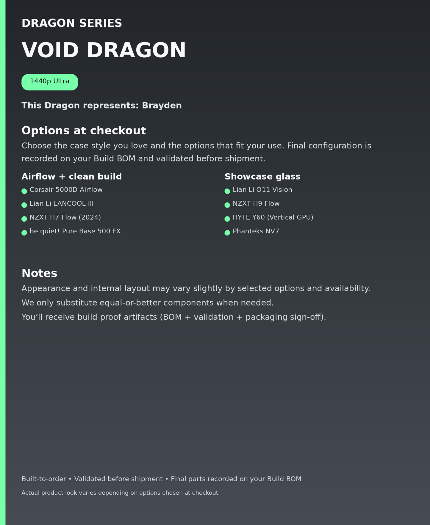 Dragon Series - Void Dragon - options at checkout